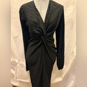 Boohoo Black Textured Long Sleeve Dress